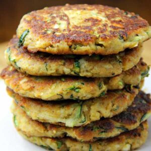 stack of freshly fried clam fritters