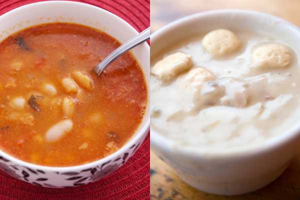 Red clam chowder vs white